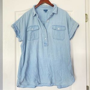 J. Jill Blue Boxy Polo Top